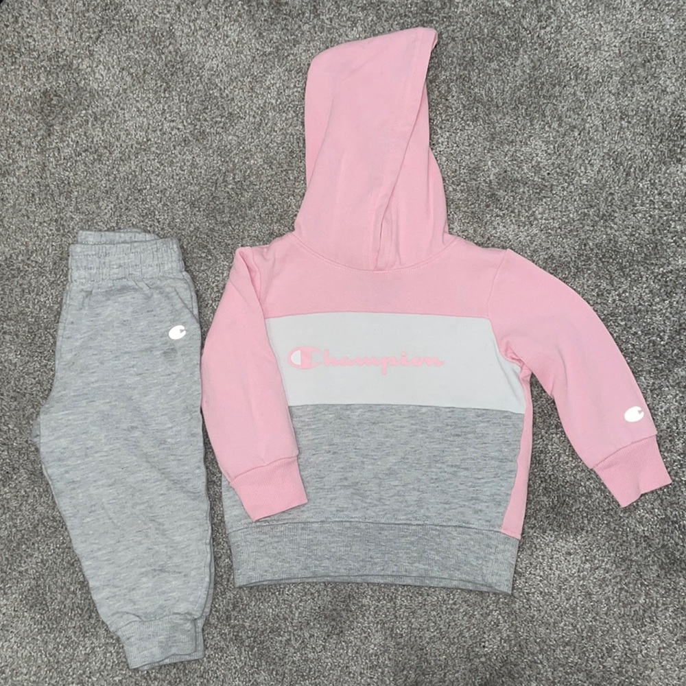 2t pink and grey champion sweat outfit